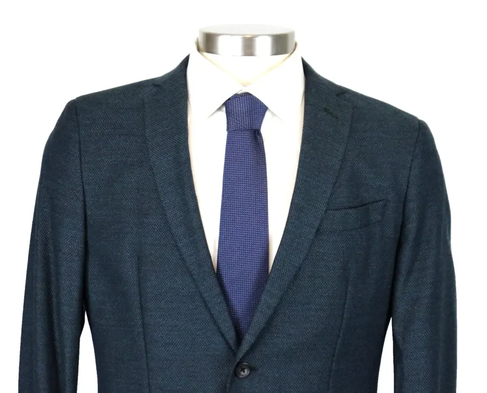 John Varvatos Varick Jacket Mens 40 R Wool Slim Fit Green Blue Check